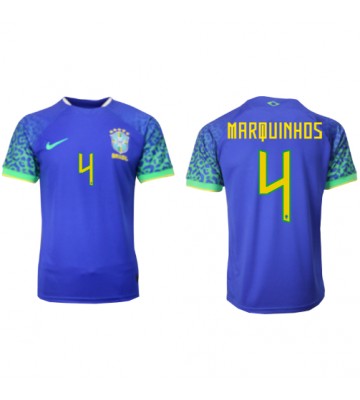 Brasilien Marquinhos #4 Replika Udebanetrøje VM 2022 Kortærmet